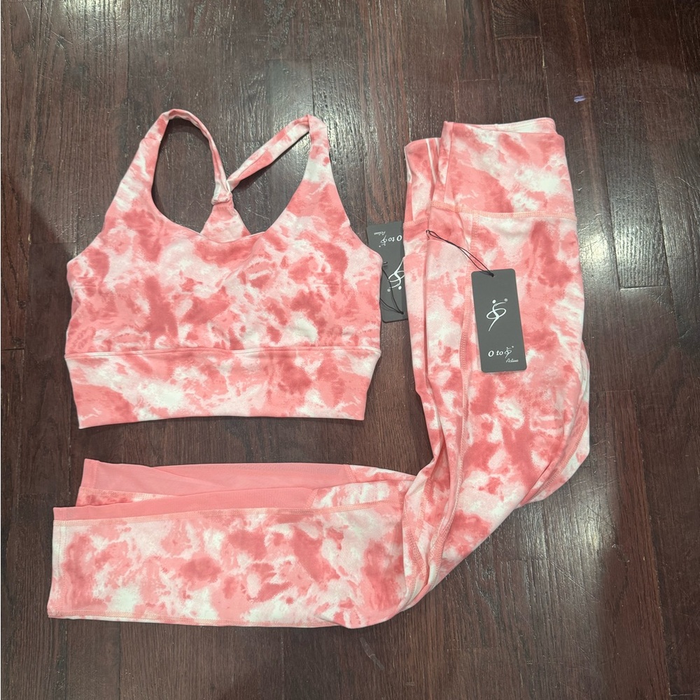 Pink and White Marble Pattern Athletic Set